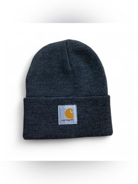 Carhartt Charcoal Knit Cuff Beanie with Gold Logo Patch